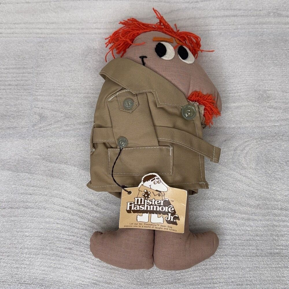 Mister Flashmore Jr Plush Doll Trench Coat Flasher Privates 1977 Ginger w/ Tags